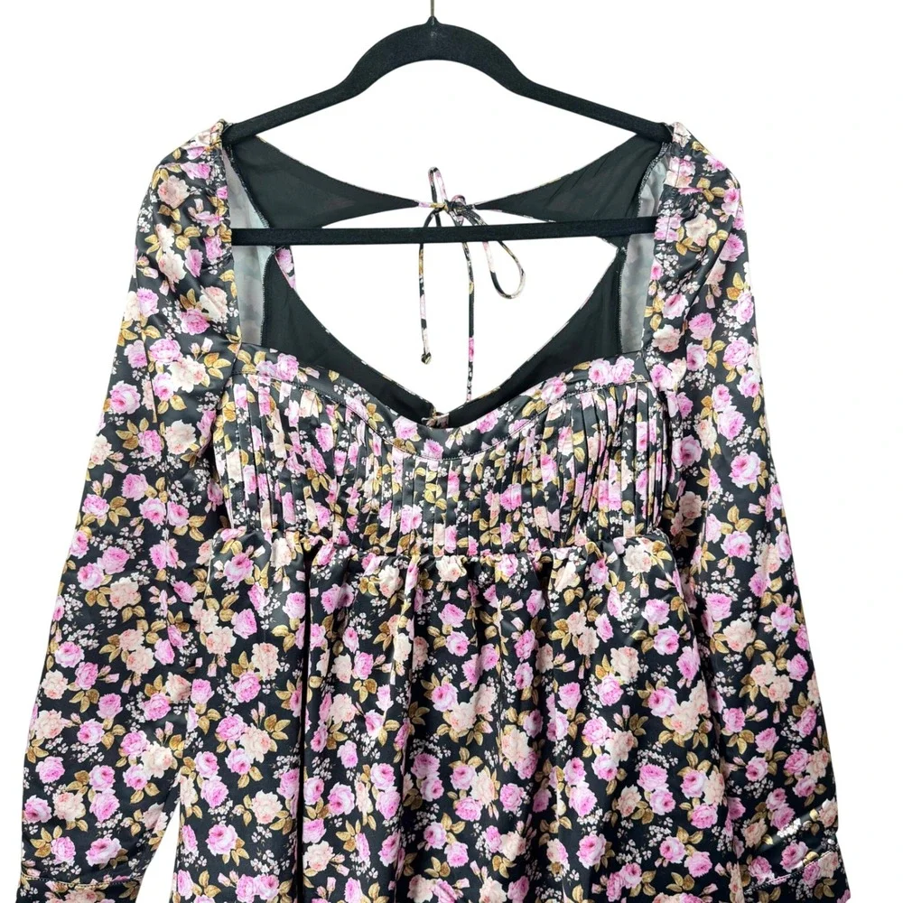 NEW NWT Love & Lemons Kate Mini Dress Floral Babydoll‎ Medium Satin Coquette